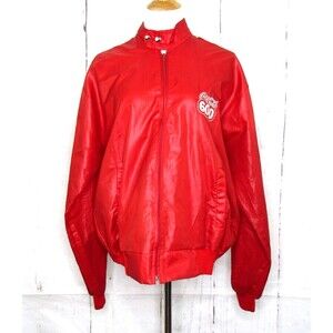 Vintage 80's Coca Cola 600 Full Zip Red Windbeaker Size XL Stripes Nylon Nascar